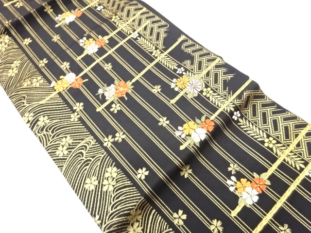 JAPANESE NAGOYA OBI / WOVEN FLOWERS